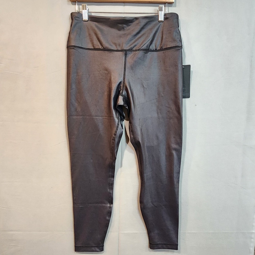 90 Degree by Reflex Leggings Black Metallic‎ High Waist Liquid Womens Large NEW